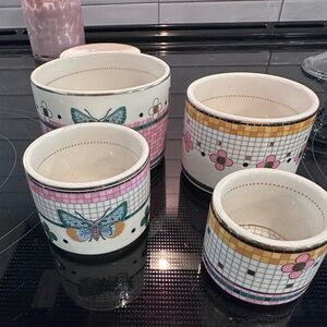 Anthropologie Butterfly Bistro Garden Tile Measuring Cups Set of 4